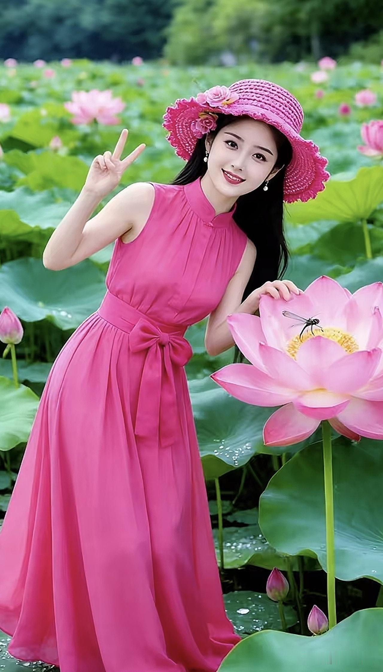 粉嫩夏日，荷塘仙子，微笑比心，美不胜收！🌸💖荷花盛开写真 清透荷花写真 柔美