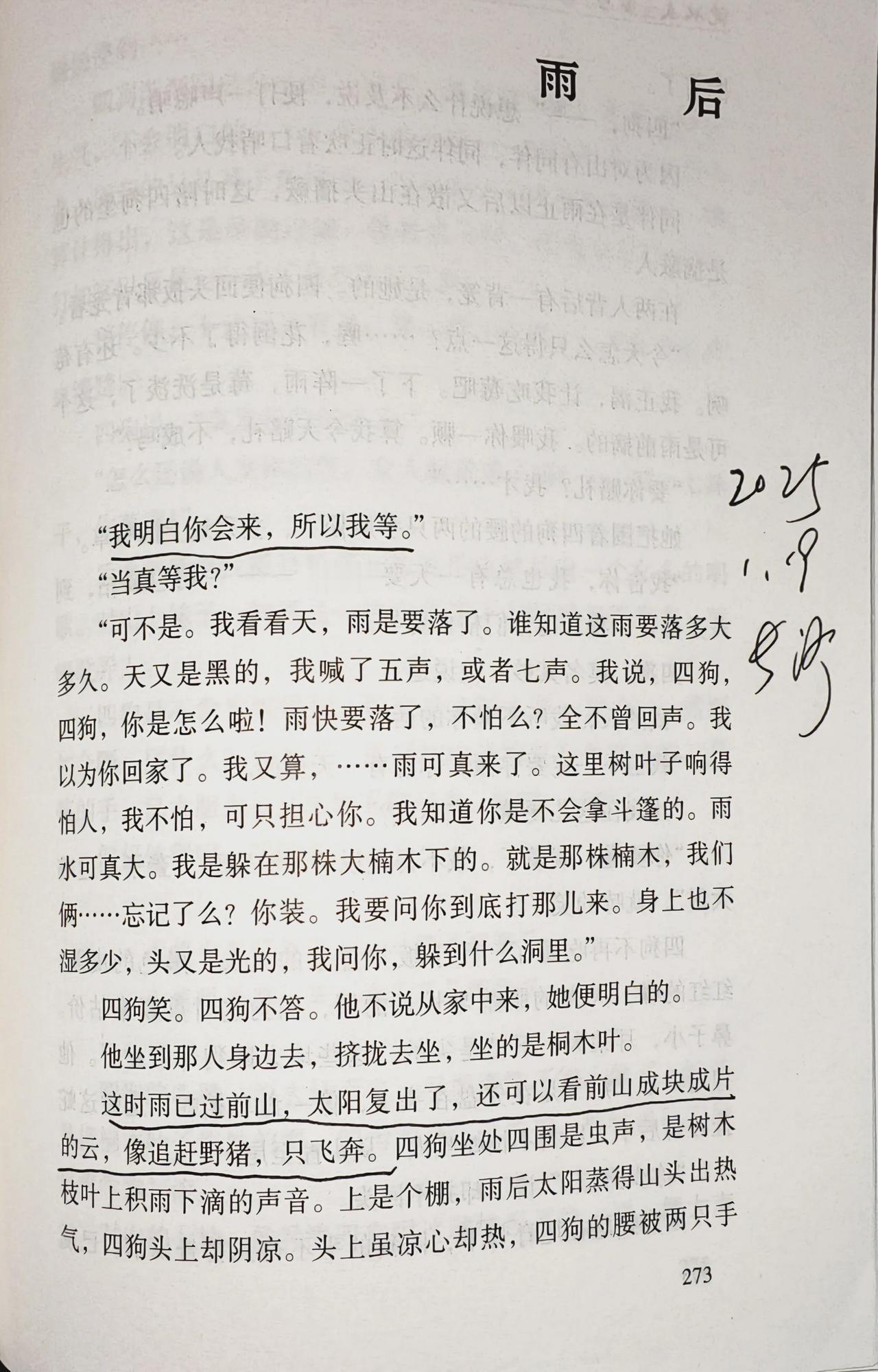 我明白你会来，所以我等。——沈从文，《雨后》，《沈从文全集》第3卷273页。

