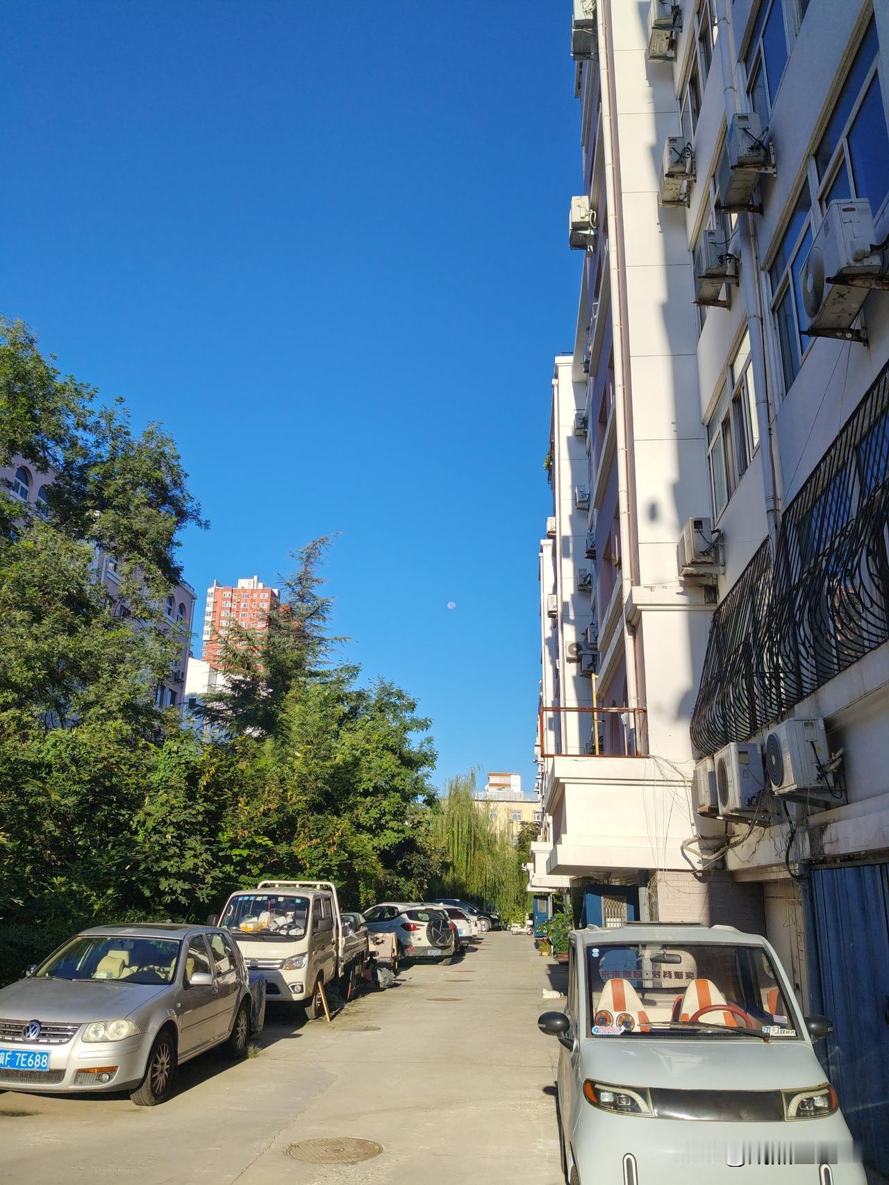 晒图笔记大赛早晨起来锻炼身体，在河北保定小区里看日出,东边看太阳升起,西边还能看