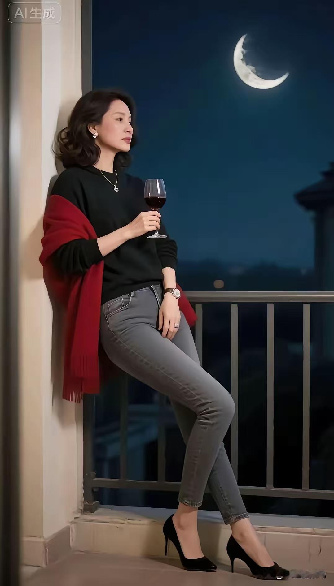 殿前欢·倚楼寄远
月含羞，
夜笼轻色上高楼。
凭栏极目舟无数，
梦付东流。
露湿