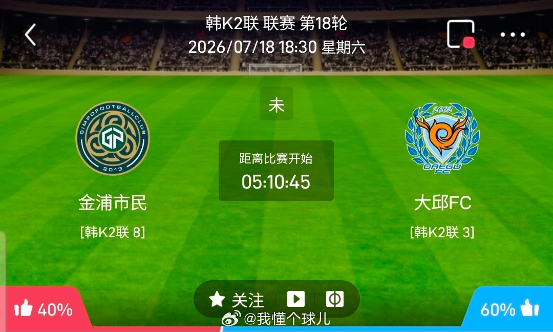 【北单】周六33韩K2联方向：金浦市民vs大邱FC韩K2联 金浦市民 VS 大邱