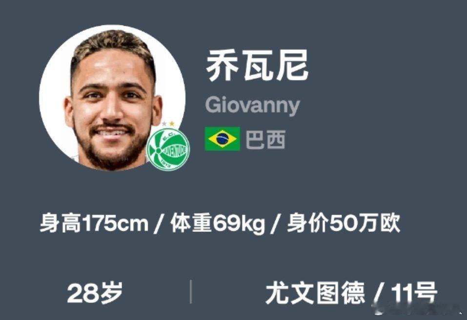 中甲延边龙鼎正在积极推进巴西前锋乔瓦尼的加盟事宜，该球员 2024 赛季效力于中