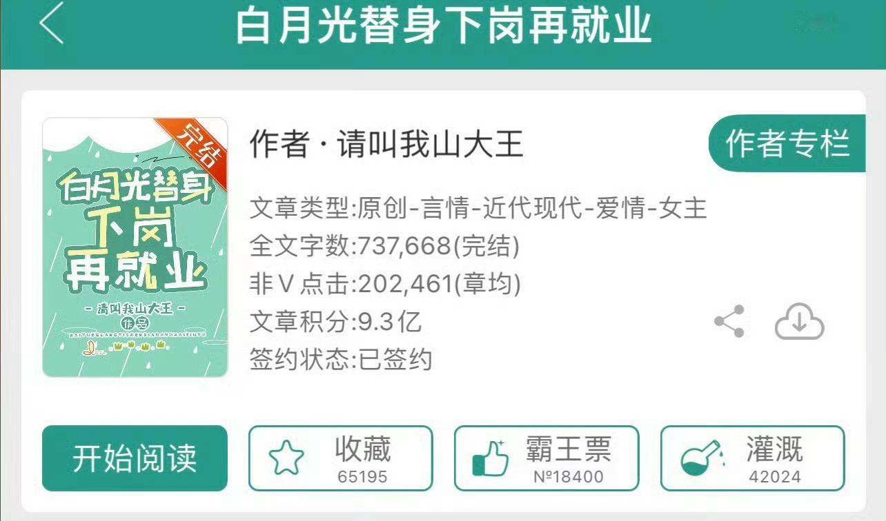 小说推荐：《白月光替身下岗再就业》作者:请叫我山大王简评：清醒理智大美女vs不剧