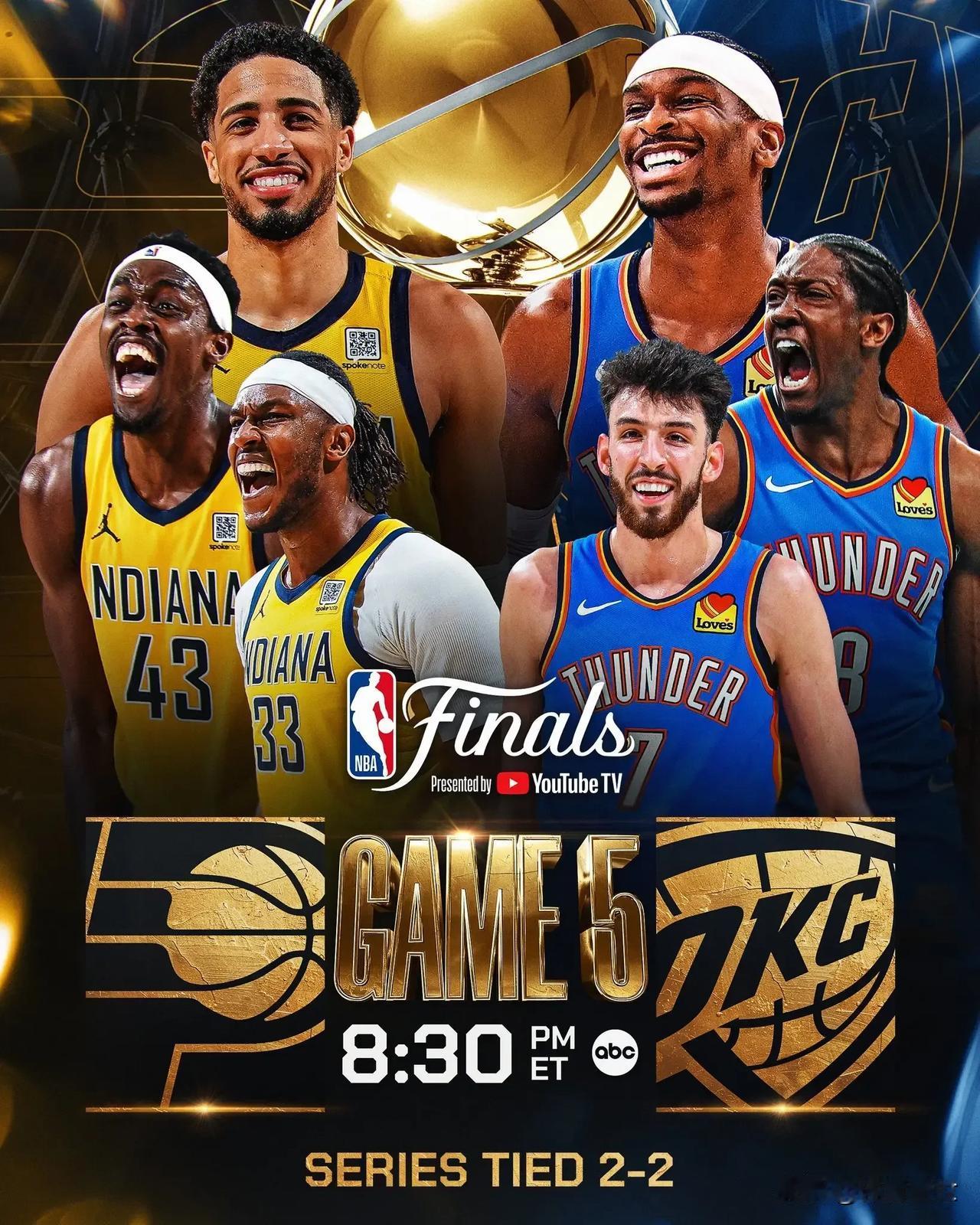 NBA官方：亚历山大G4扳平大比分，明日雷霆步行者决战天王山
哇塞，NBA这场总