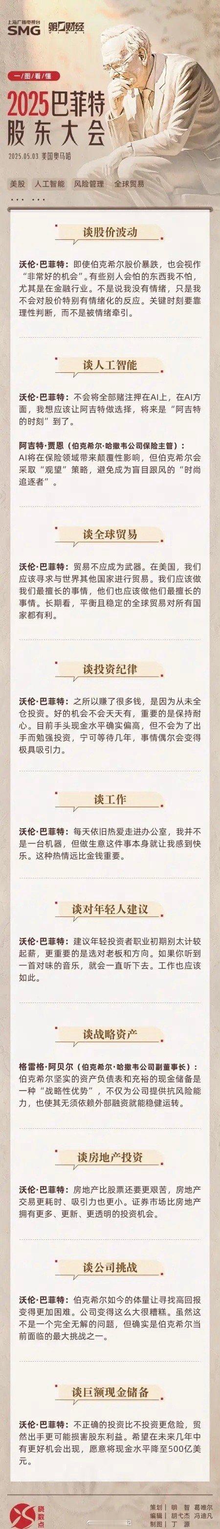 以下是根据你提供的2025巴菲特股东大会金句进行的润色，更符合金句的简洁表达：1