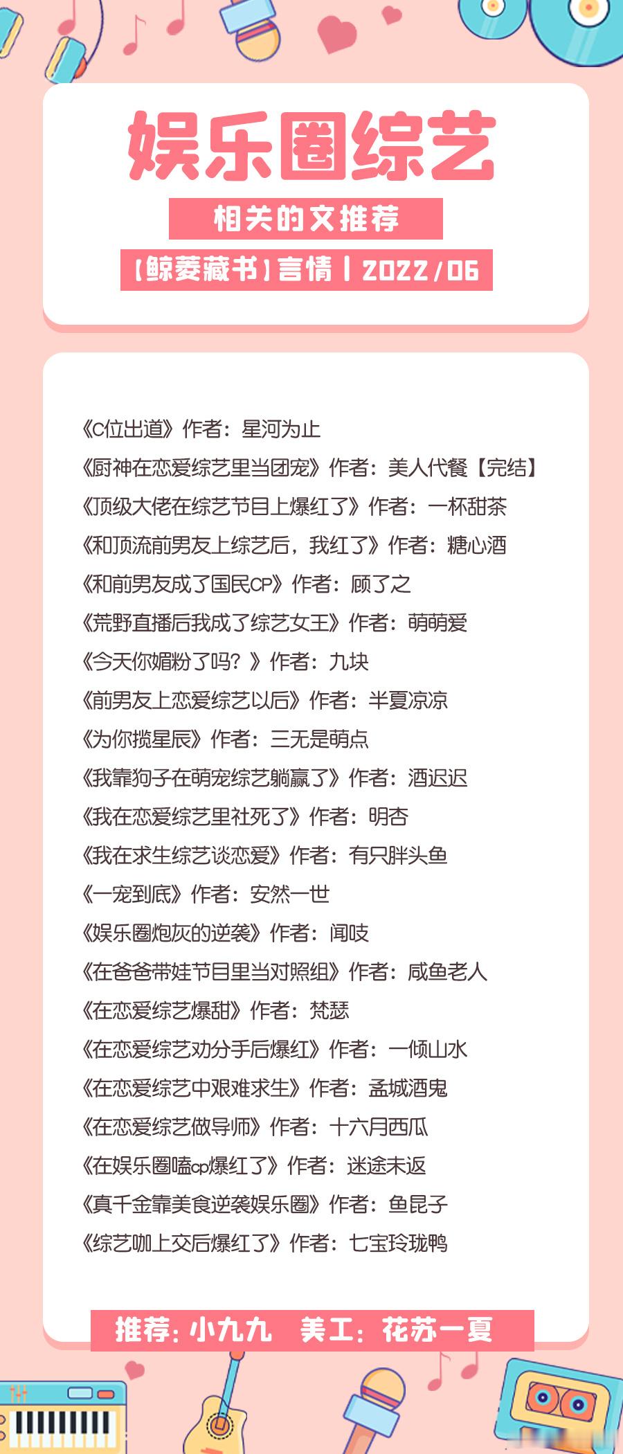 079_【鲸菱】#好文推荐#言情丨娱乐圈综艺相关的文推荐丨22P丨2022-06
