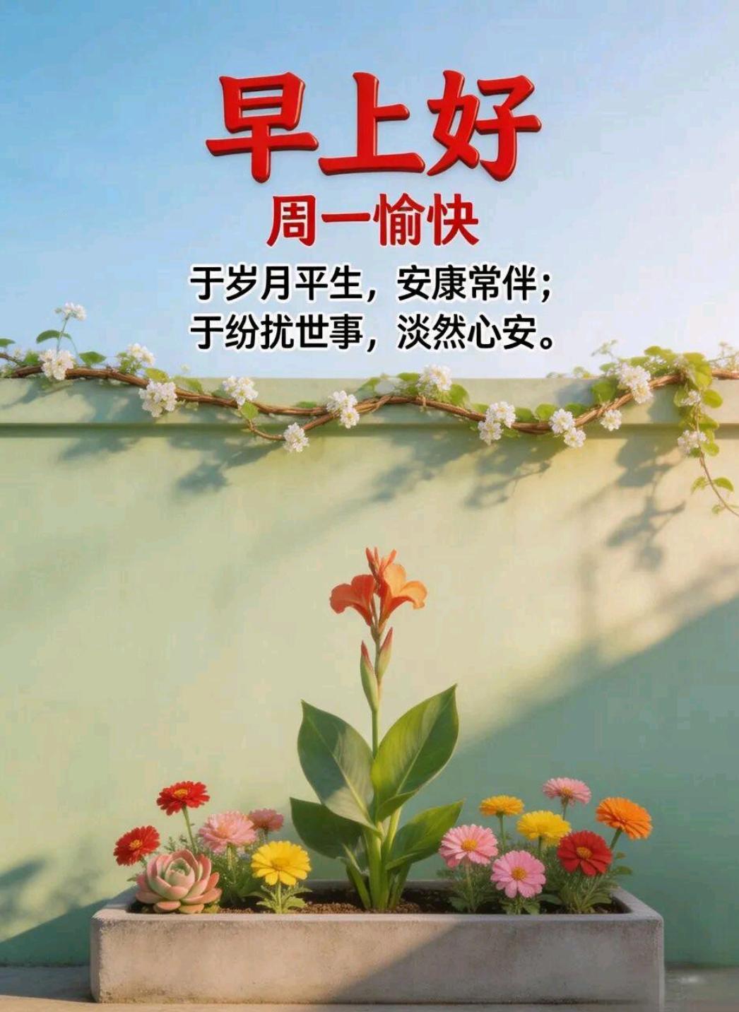 早上好！每一个清晨，都是生活的启航，保持舒心好心情，调整活力好状态，愿你这一周开