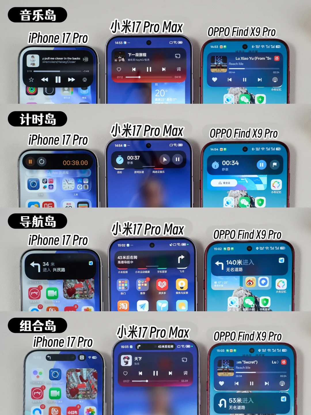 灵动岛横评！苹果OPPO小米谁效果更好？