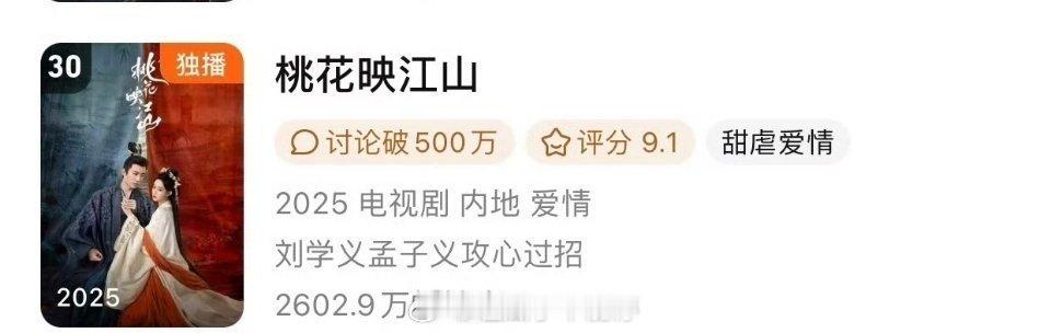 刘学义 孟子义《桃花映江山》进腾讯年榜啦～ 