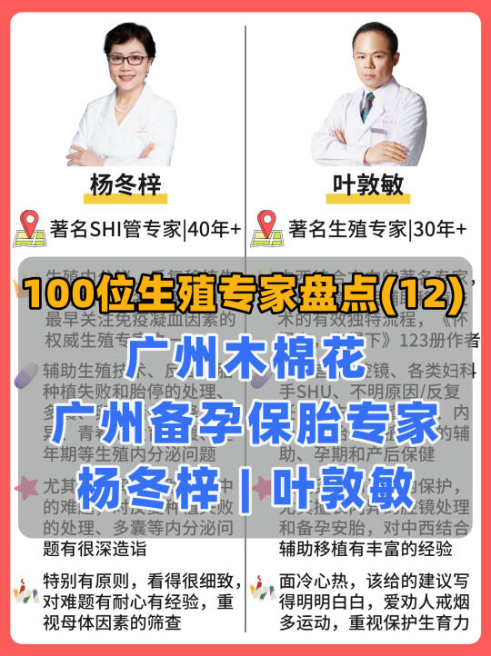 生殖保胎专家盘点|广州木棉花杨冬梓&叶敦敏