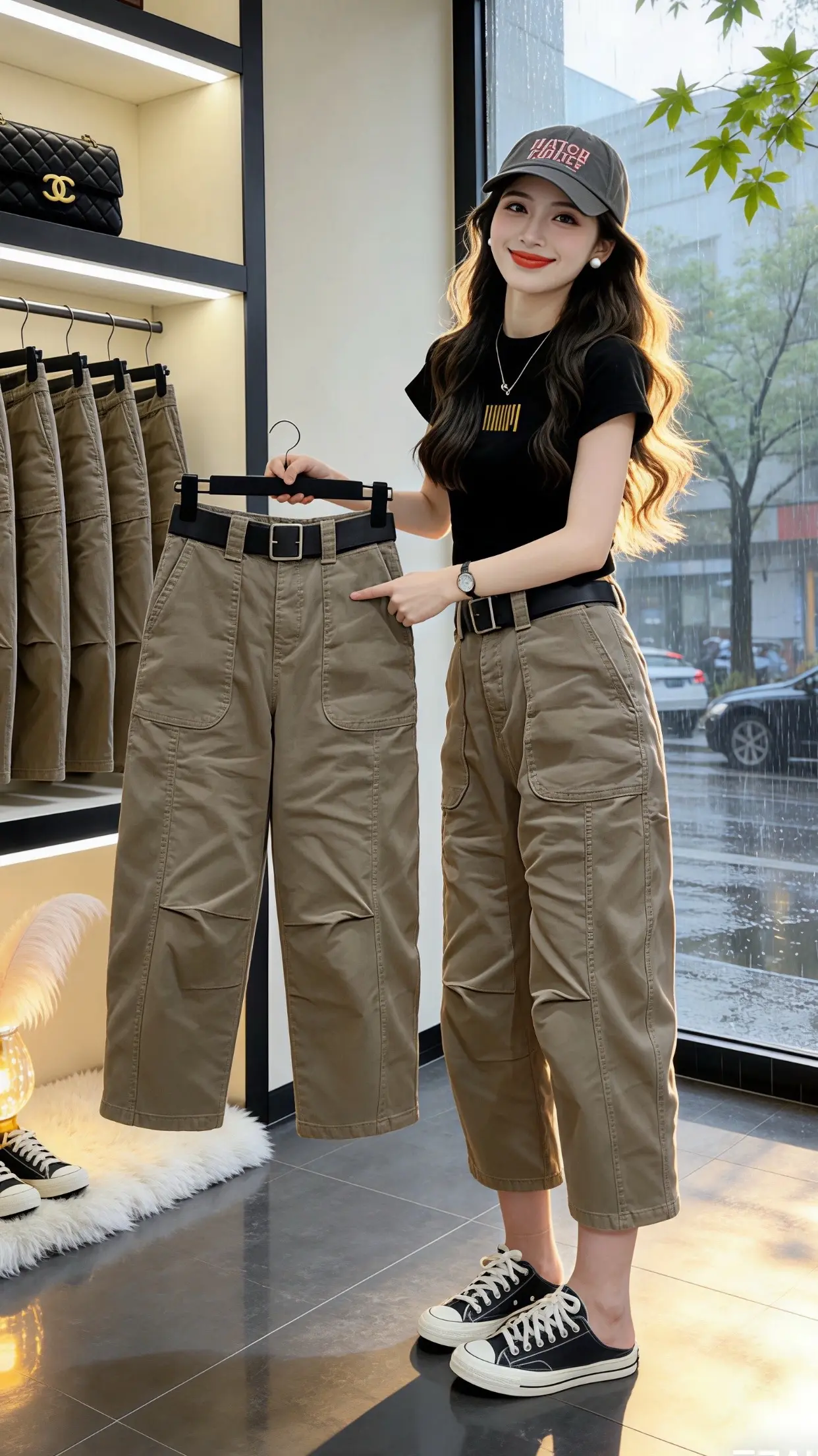 高颜值炸街女工装裤 工装裤女款阔腿裤 穿出你的chic风 一周穿搭潮裤...