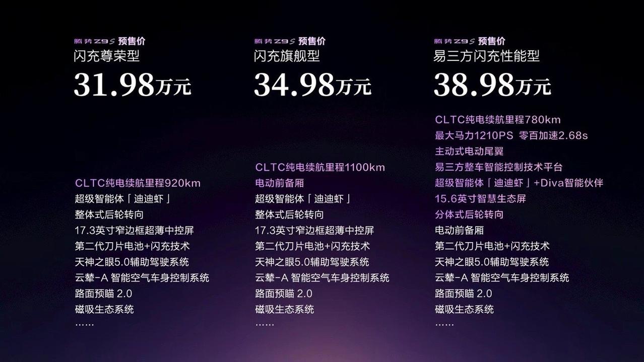 驾控越级，搭载易三方平台，1210PS马力、零百加速2.68秒，还有全球独一份新