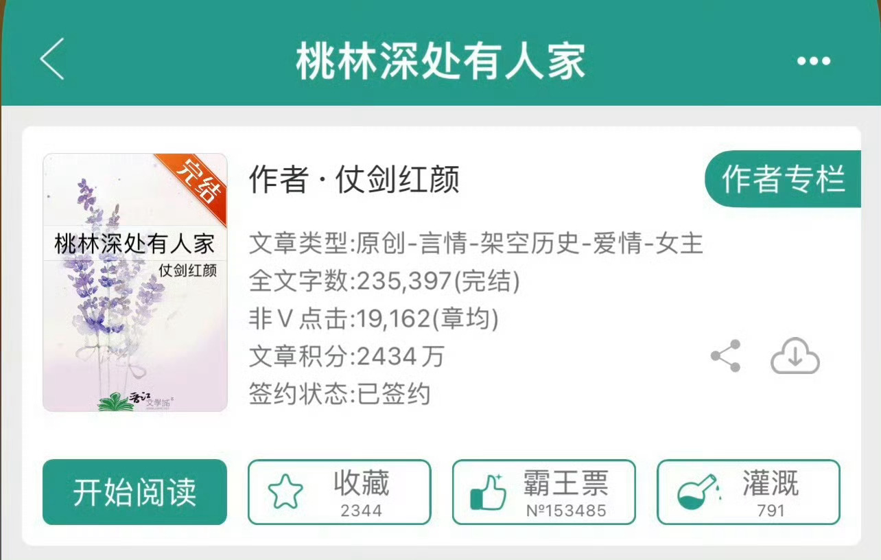 小说推荐：《桃林深处有人家》 作者:仗剑红颜简评：能干大黑妞vs年轻破落户，细水