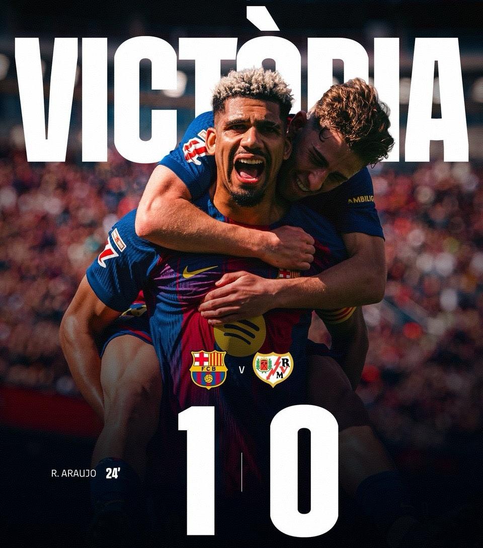 左右边后卫完成连线，坎塞洛助攻，阿劳霍头球制胜，巴萨主场1-0小胜巴列卡诺，继续