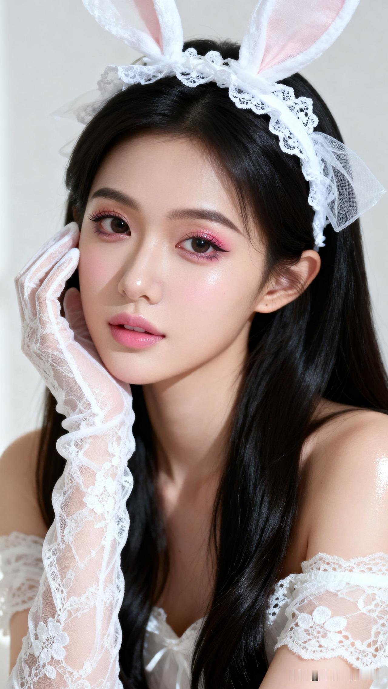 玉兔戴花冠，娇颜似春光。一眼沦陷的神级美图 兔女郎的甜美诱惑，蕾丝与兔耳的完美结