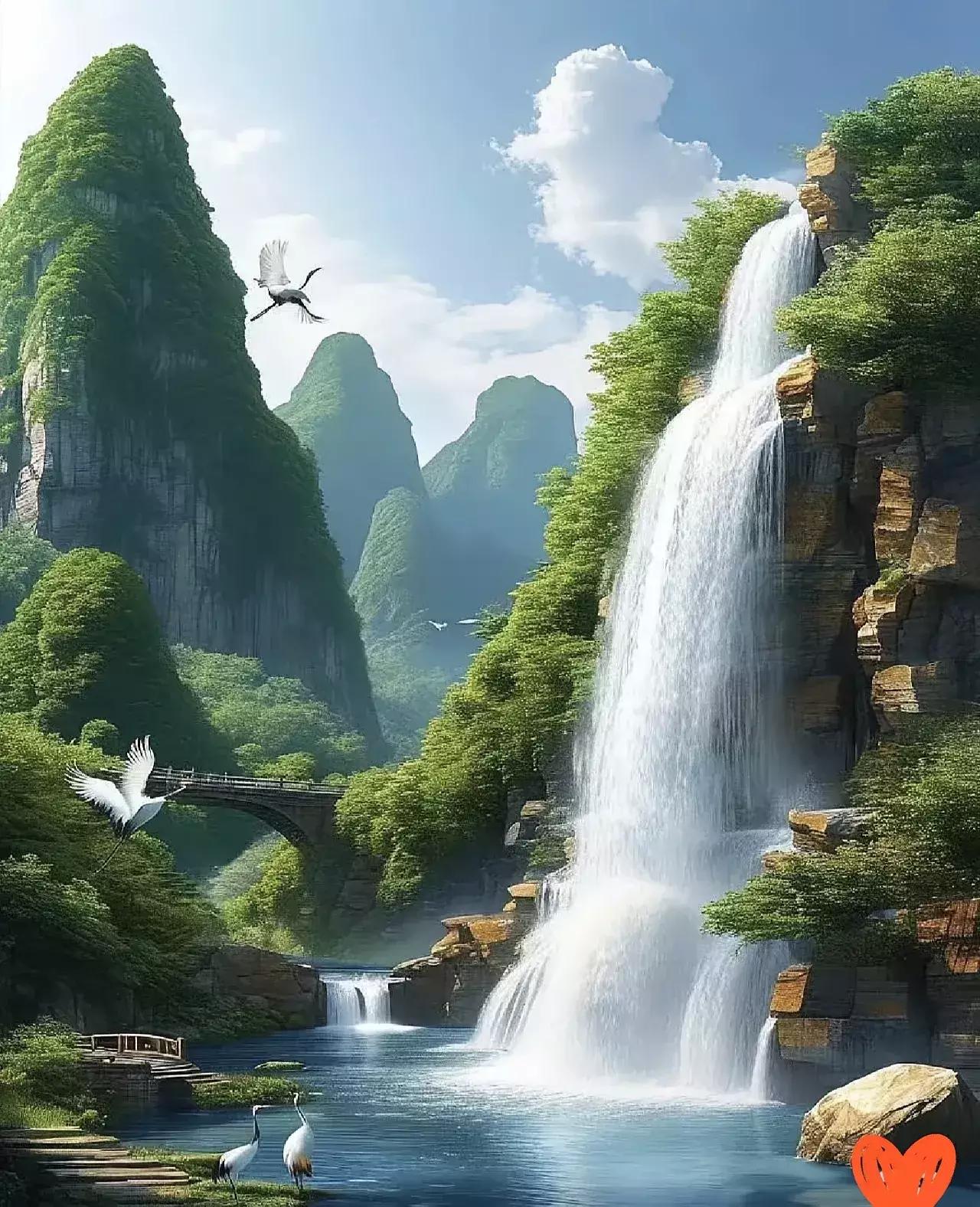 青山不语千秋画，
绿水无言万古诗。