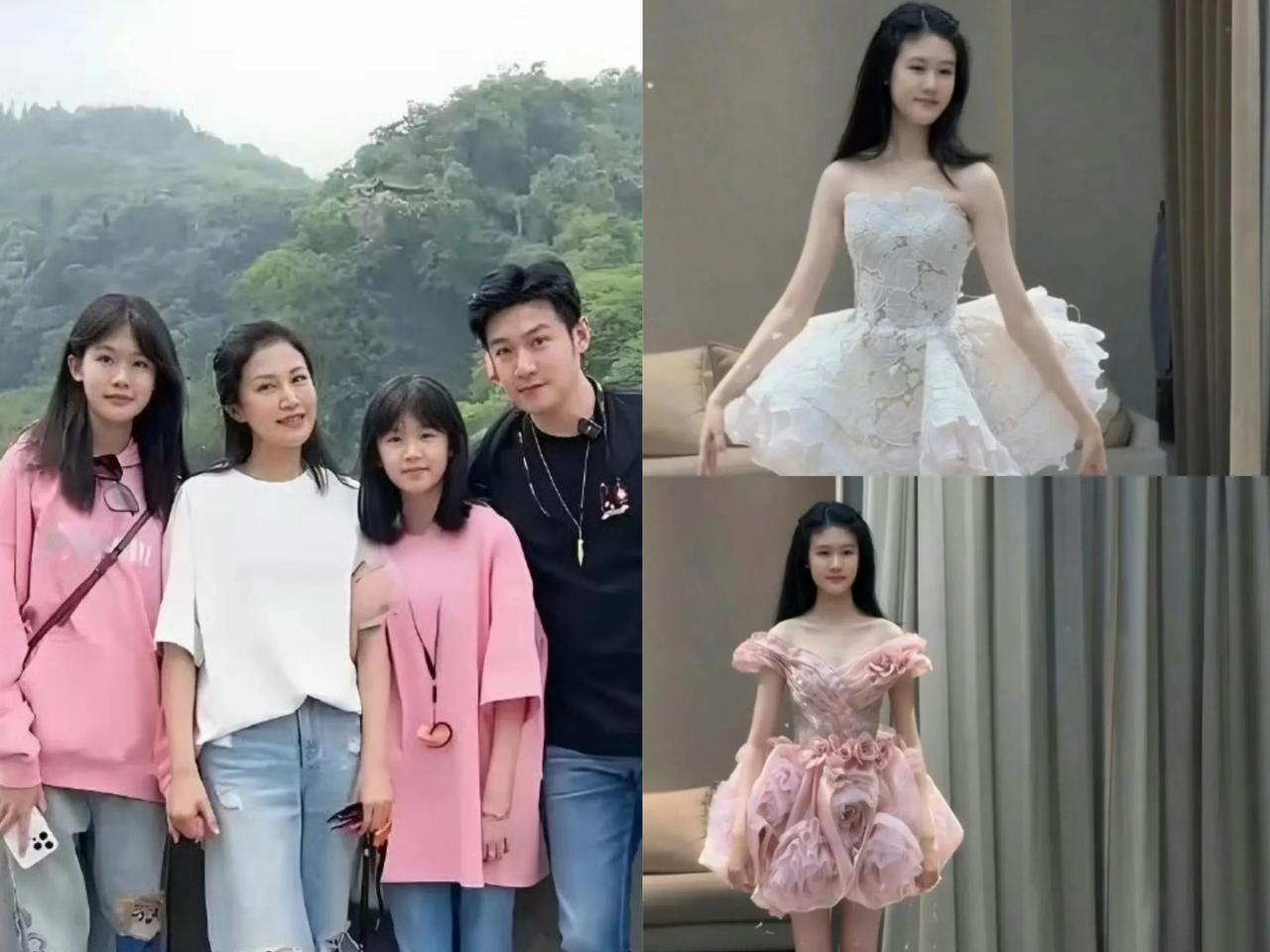 老陆家这基因，确实有点不讲道理。

陆毅一米八二，鲍蕾一米六八，大女儿贝儿身高都