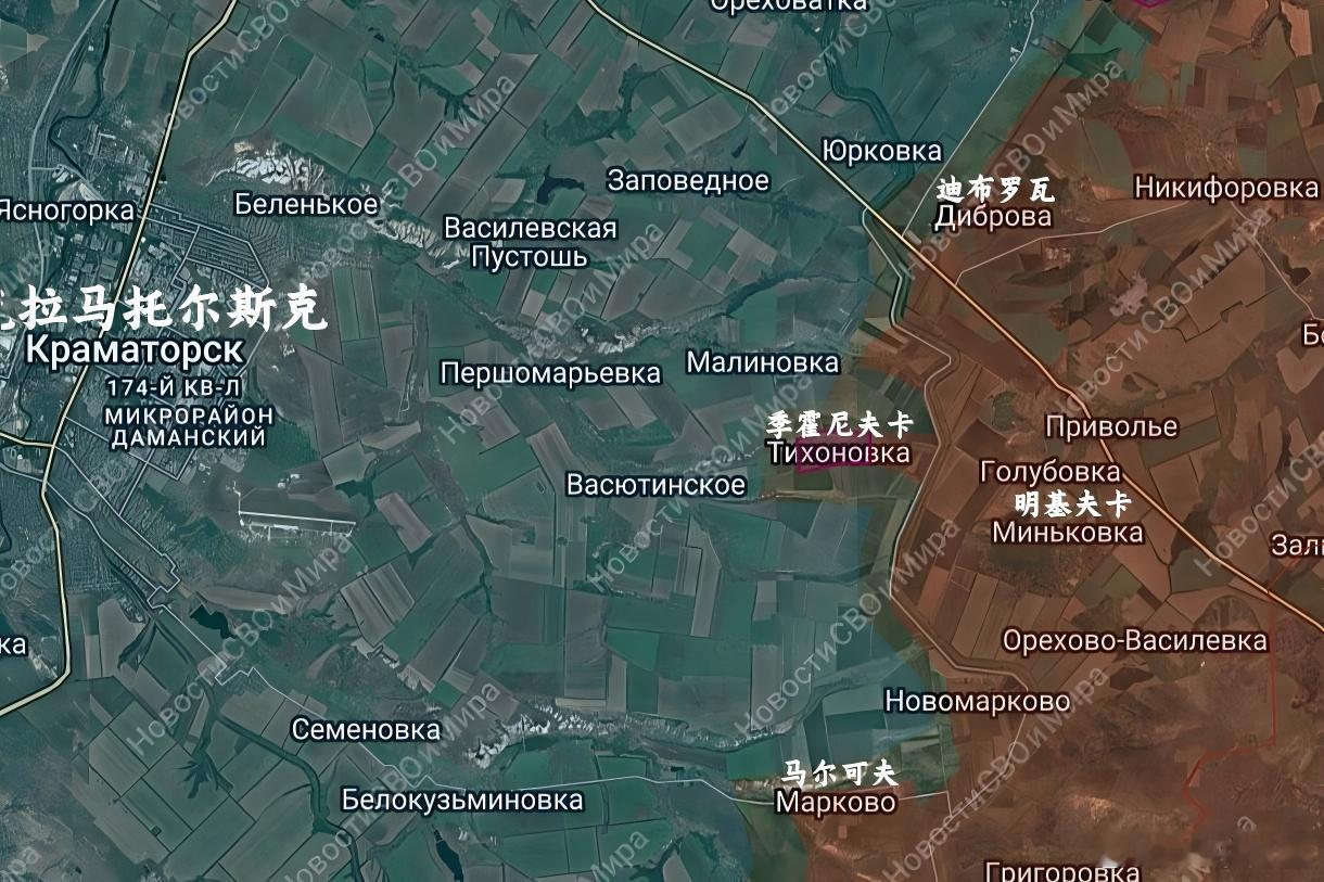 俄罗斯国防部宣布解放了季霍尼夫卡。来源：Новости СВО и Мира ?