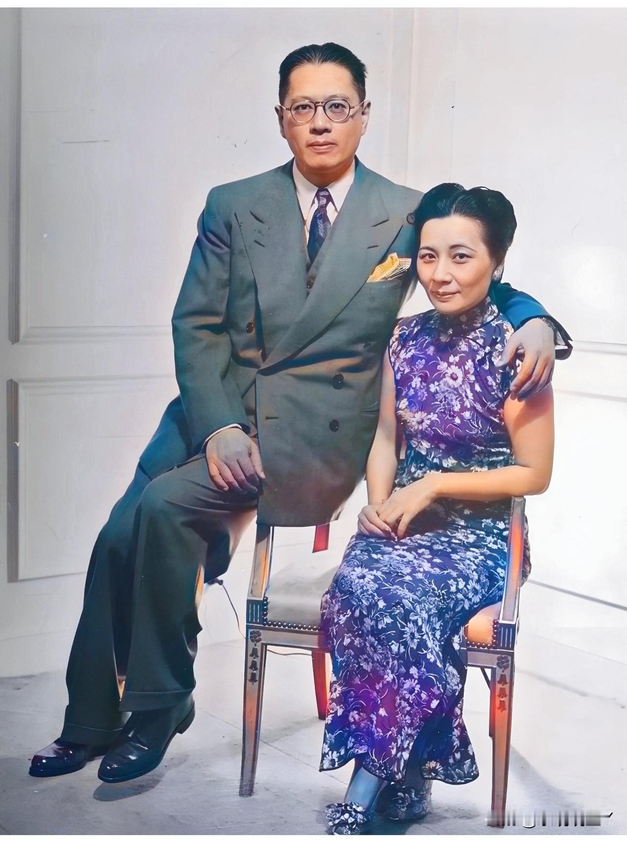 这才是宋子文和宋美龄的真实模样，绝非演员所饰演的角色！这张老照片摄于1946年，