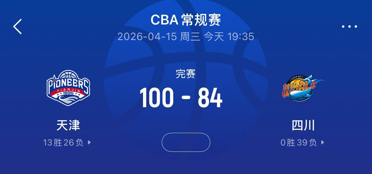 天津顺利通过，送四川本赛季第39场连败。cba