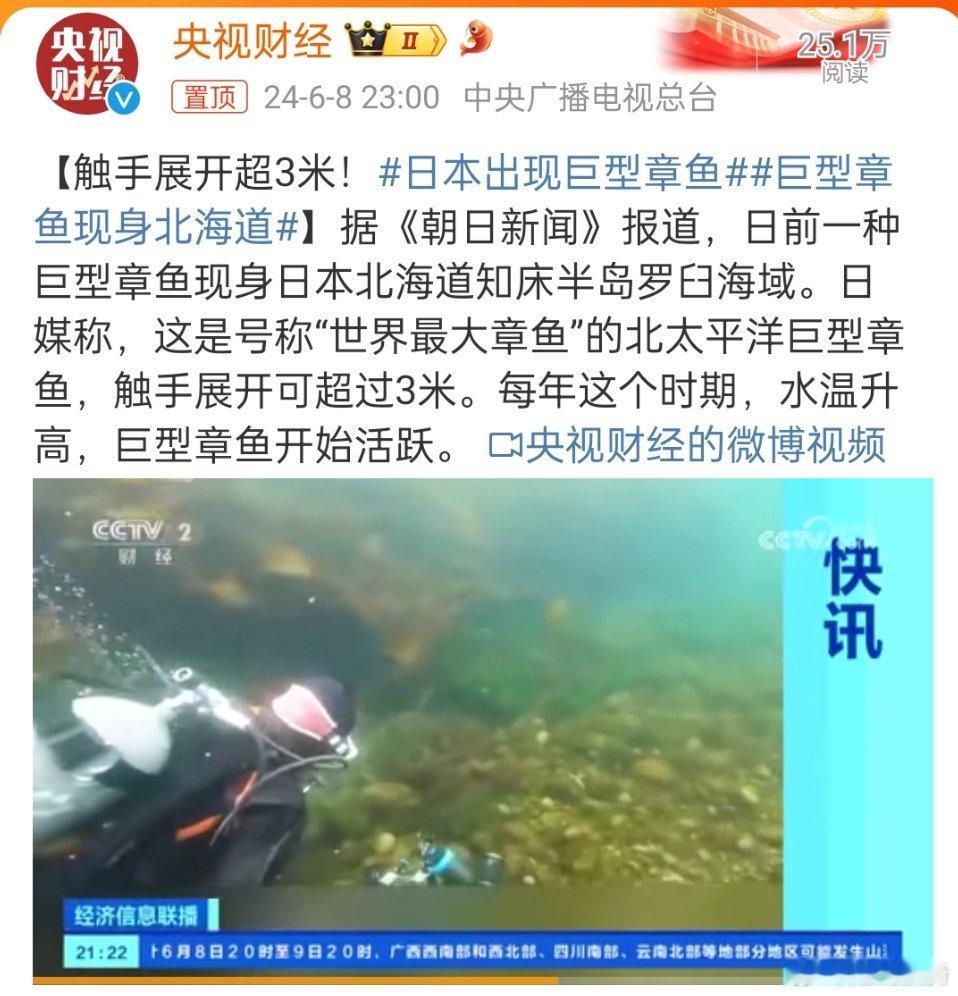 #日本出现巨型章鱼#，这个很“核”理的啊，毕竟是在日本嘛？核污染水喝多了。下一步