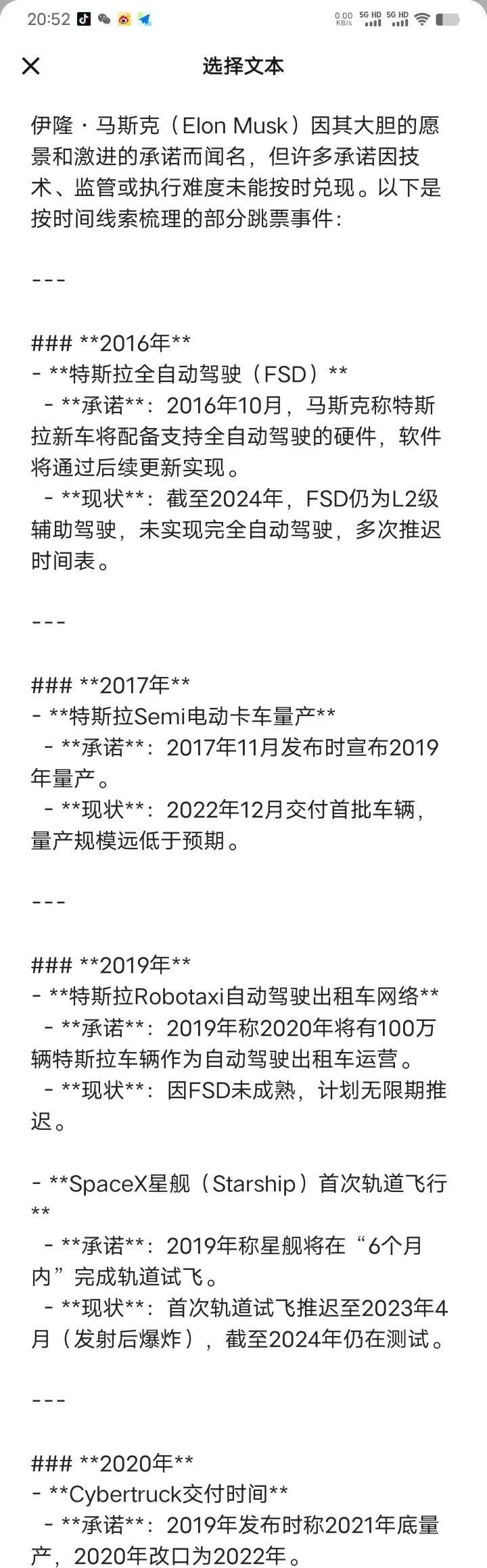 我让DeepSeek总结一下“马斯克的承诺跳票”事件，DS总结的太全面了。

但