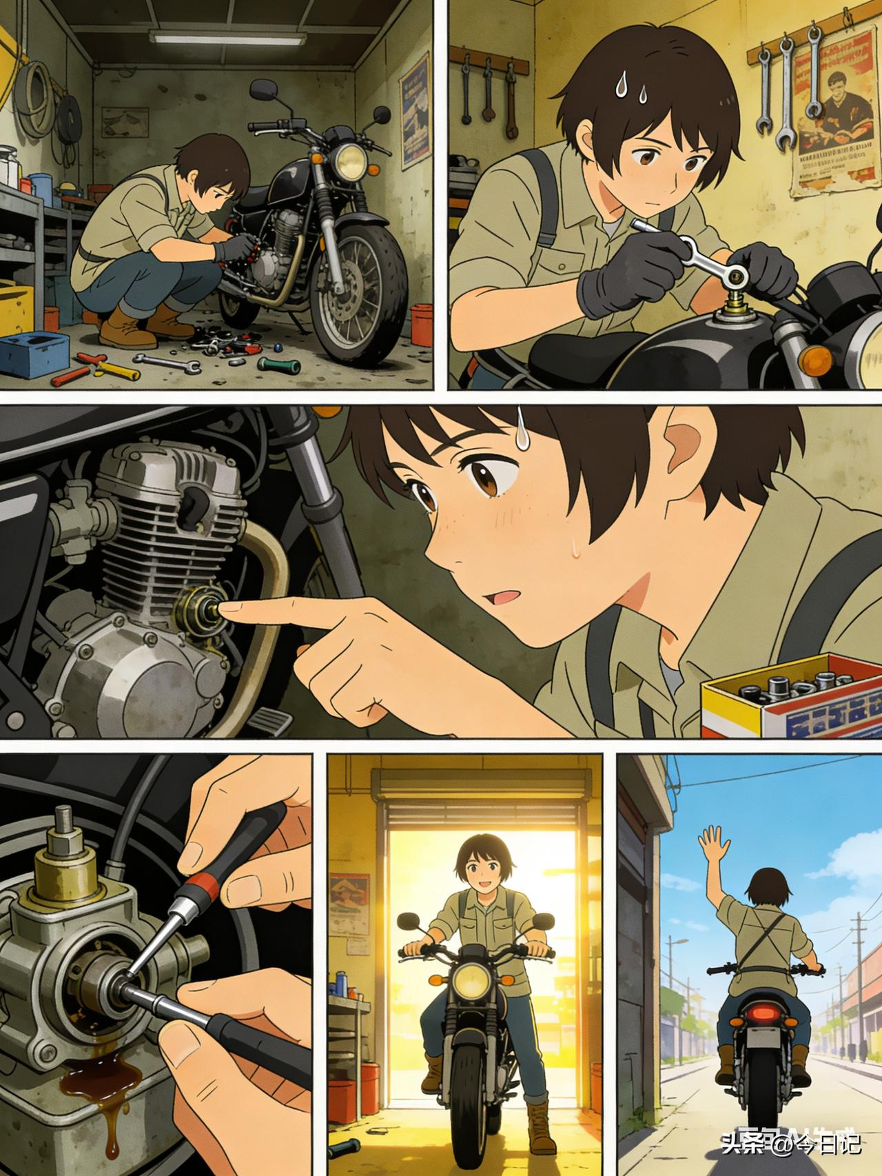 我不喜欢机车，
我不懂机车，
但是这个男人，
我真想佩服，
坚持梦想，
梦想成真