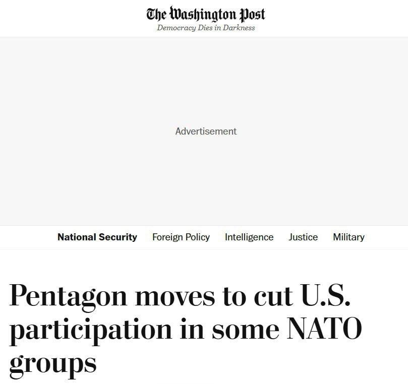 《华盛顿邮报》：美国正在减少对北约机构的参与

▪️特朗普政府已开始逐步减少美国