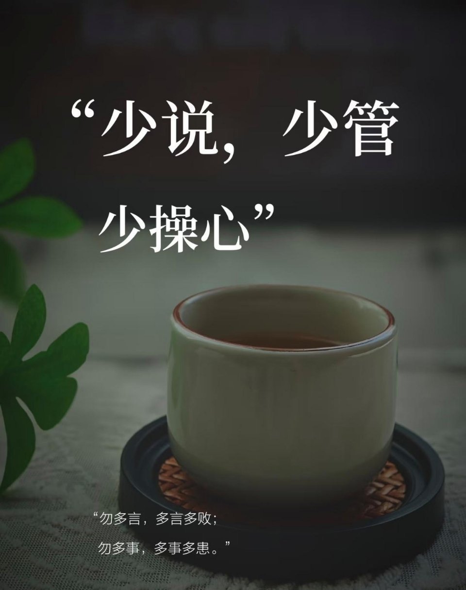 言多必起是非，心劳徒增烦忧。许多痛苦，皆是过度插手、过度牵挂而来。学会收住口舌，