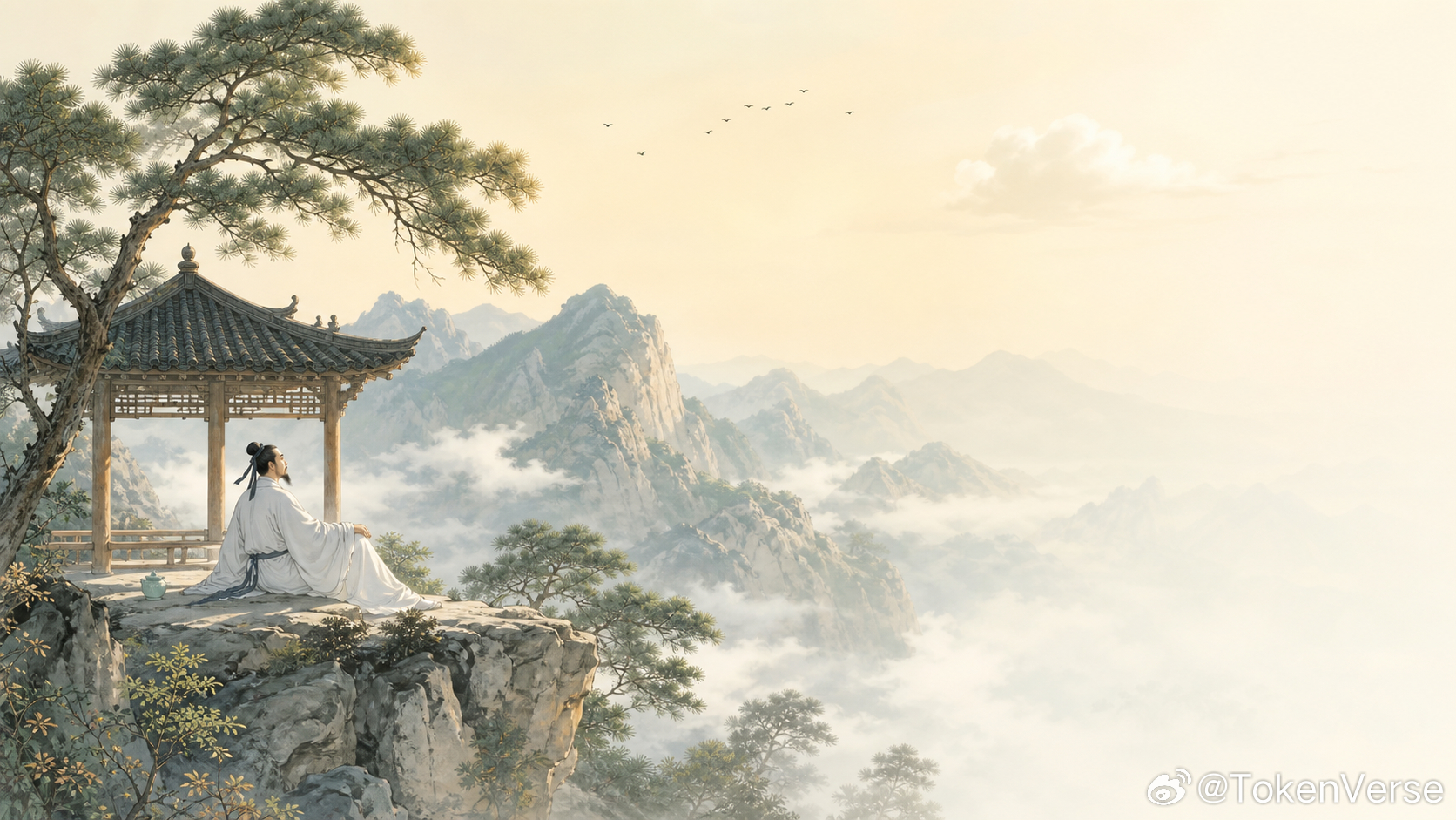 李白《独坐敬亭山》众鸟高飞尽，孤云独去闲。相看两不厌，只有敬亭山。这首诗第一眼吸