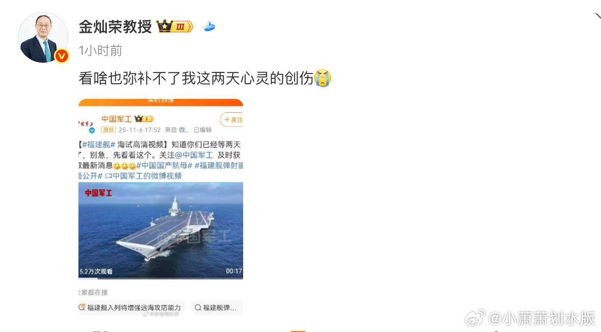 金灿荣称看啥也弥补不了心灵创伤 发博称看啥也弥补不了这两天心灵的创伤[泪奔]福建