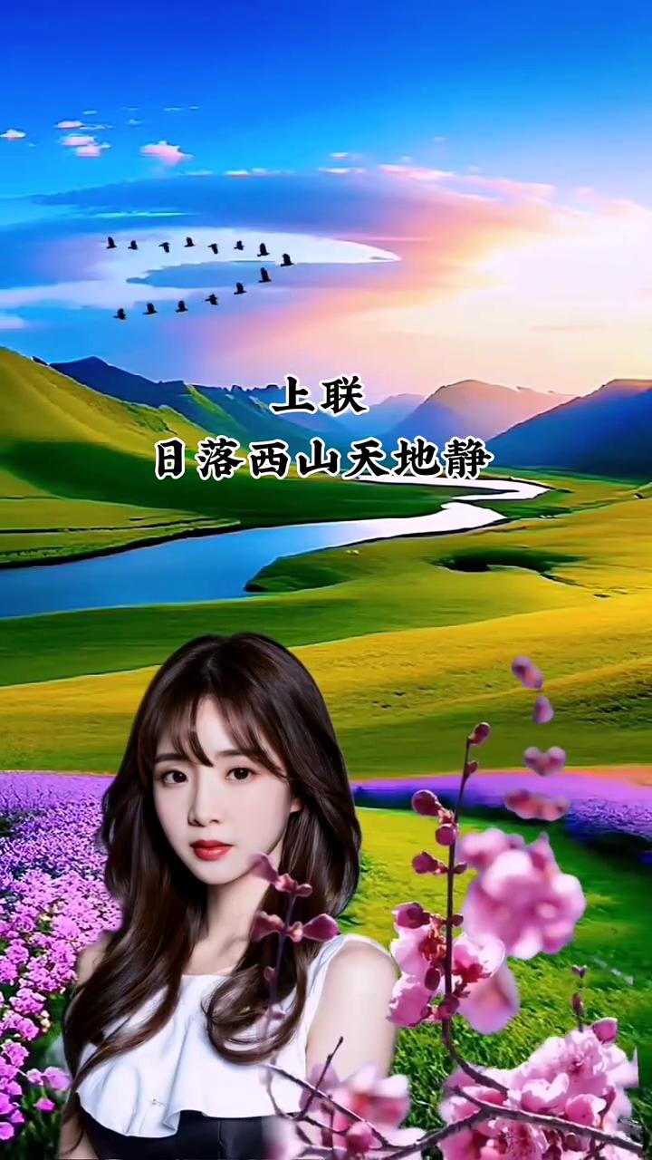 上联：日落西山天地静。下联：西山天地静。