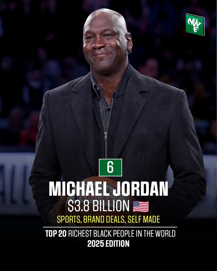 全球最富黑人榜：乔丹38亿仅第六 詹姆斯12亿 蕾哈娜10亿NBA詹姆斯篮球 ​