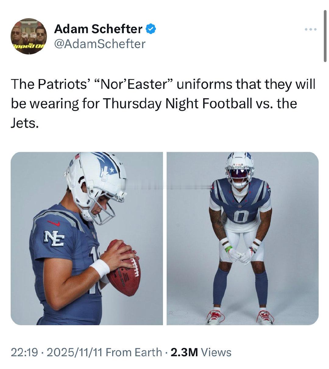 爱国者的这套球衣原来还有个名字，叫“东北银”这下 NE 是真的一语双关了 