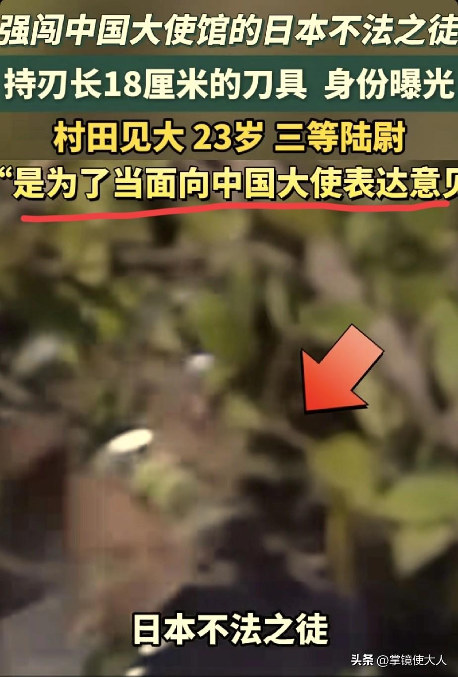 不到1天，日本警方审完后，村田晃大的口供就变了，闯中国大使馆想行凶，变成了去提意