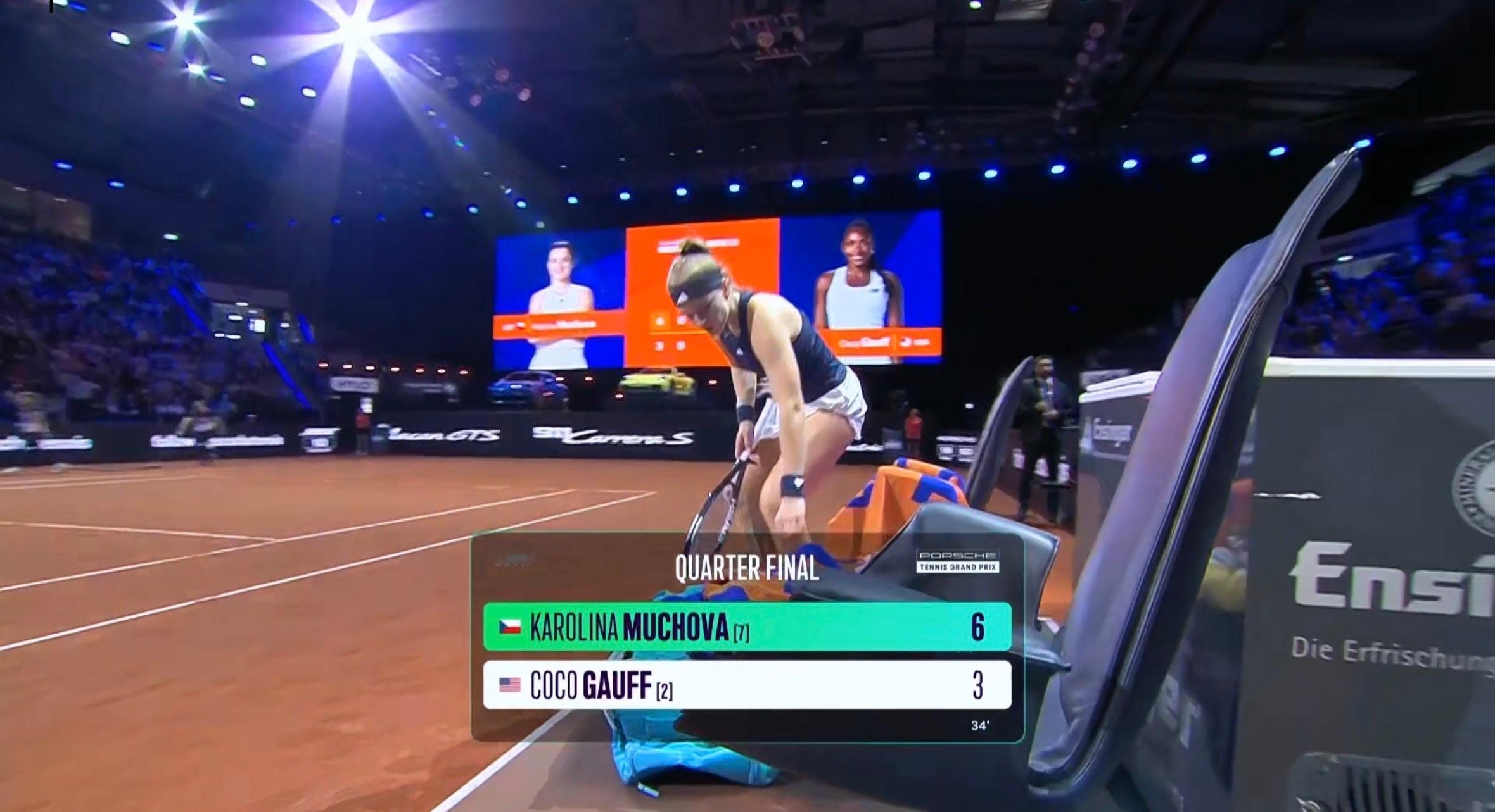 斯图加特500赛 穆霍娃6-3高芙，七次交手终于在对方手上抢下首盘，今天能翻身吗