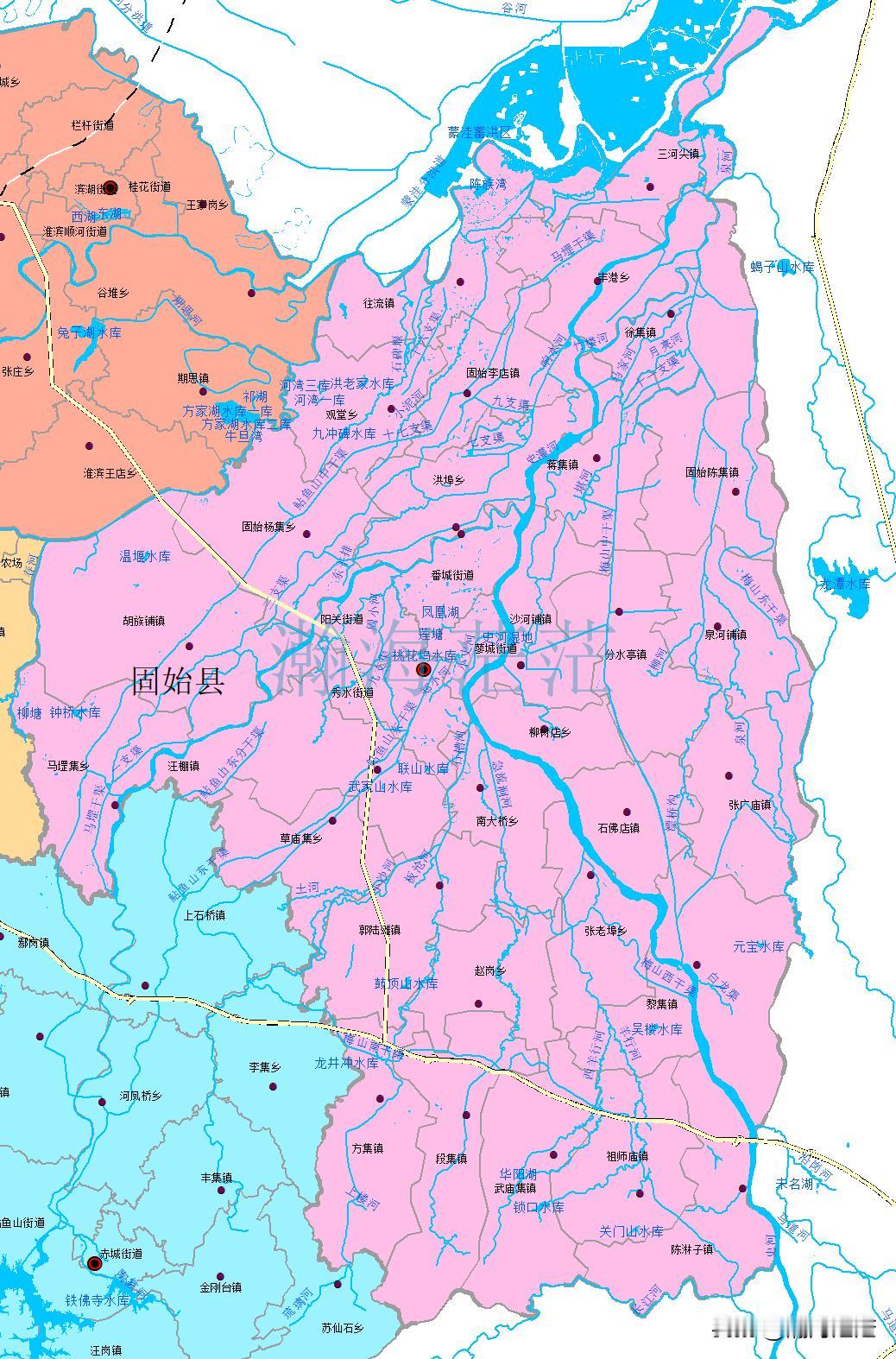 固始县最新乡镇街道地图。11.25日固始县把番城街道进行拆分，西半部分变成了阳关