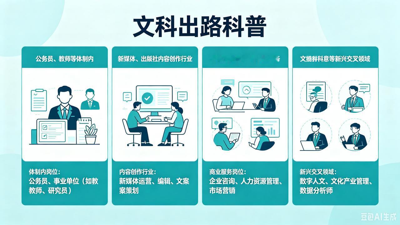 最新版，打破 "文科无用论"）
很多人对文科的印象还停留在 "只能当老师考公"，