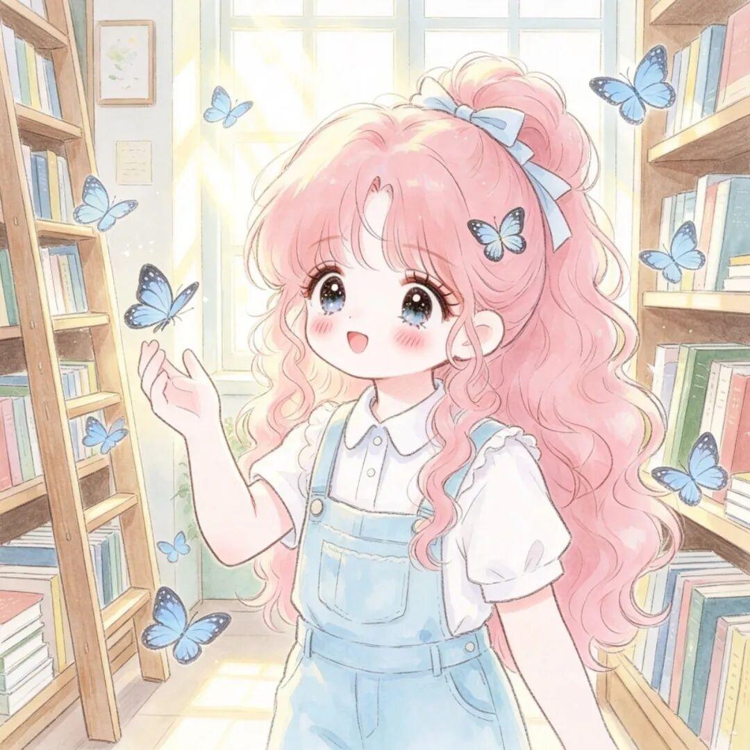 女生头像｜一书一蝶，一寸暖阳