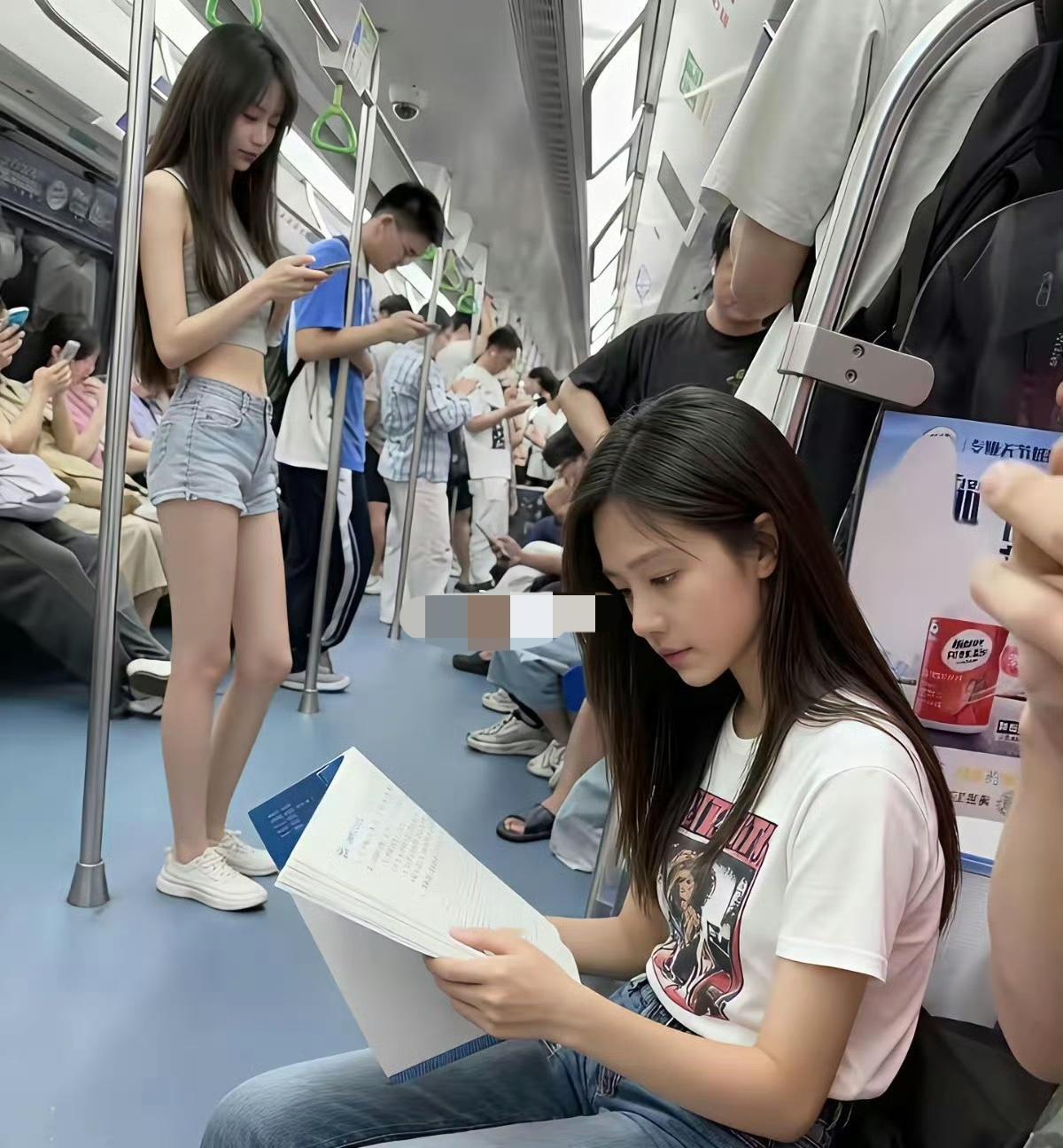 我怀疑男人们大多数都喜欢站着的那个女孩子！