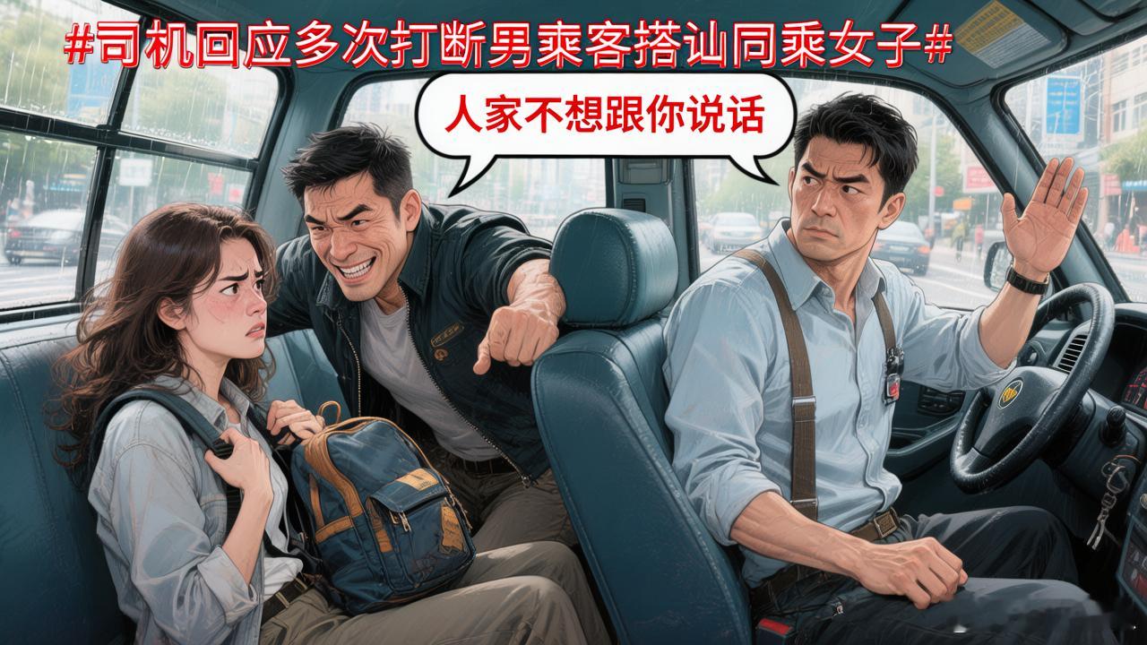 司机回应多次打断男乘客搭讪同乘女子这司机，有点东西。女乘客明显不舒服了，男的还黏