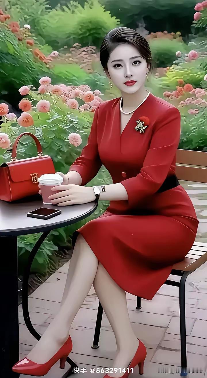 天净沙·美女品茶
佳人闲坐庭阶，
细斟香茗悠哉。
初绽牡丹韵开。
春风拂带，
蝶