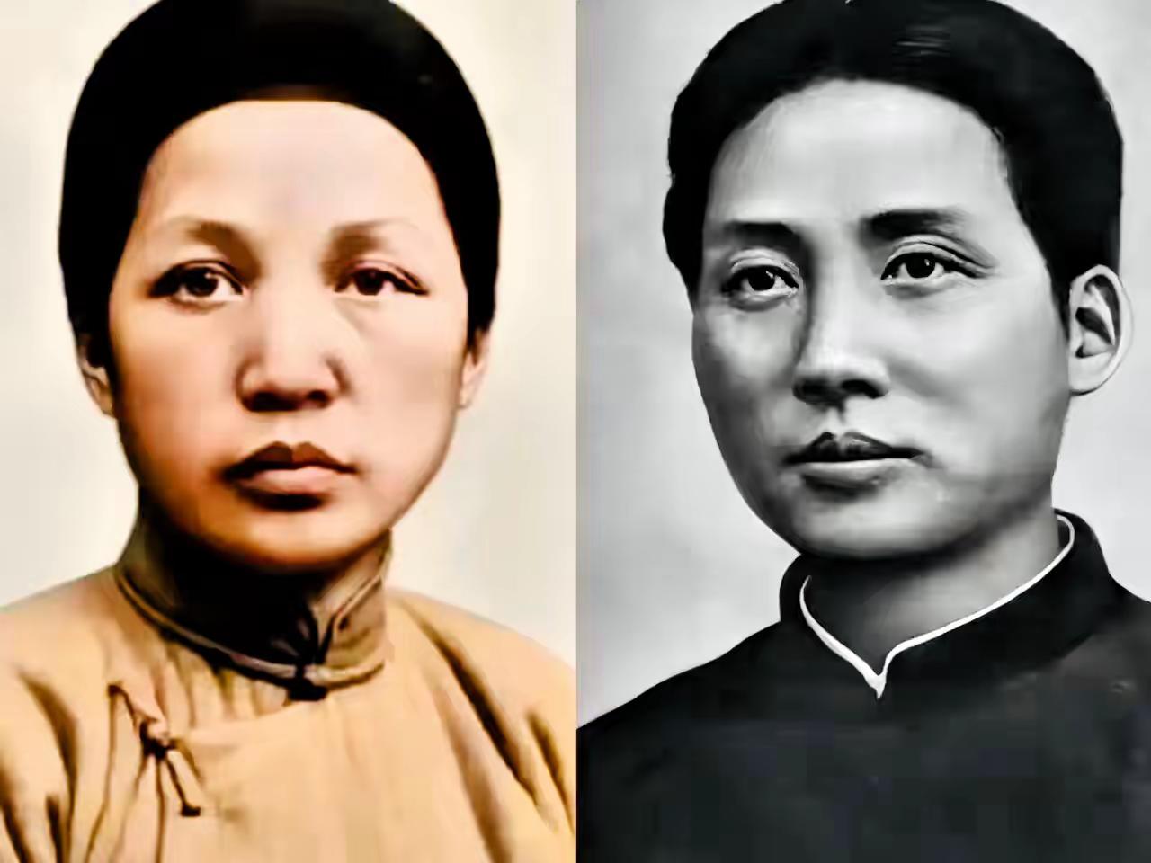这是毛主席和母亲文七妹的真实样貌，都看看吧，伟人的长相跟母亲如同“复制”。

平