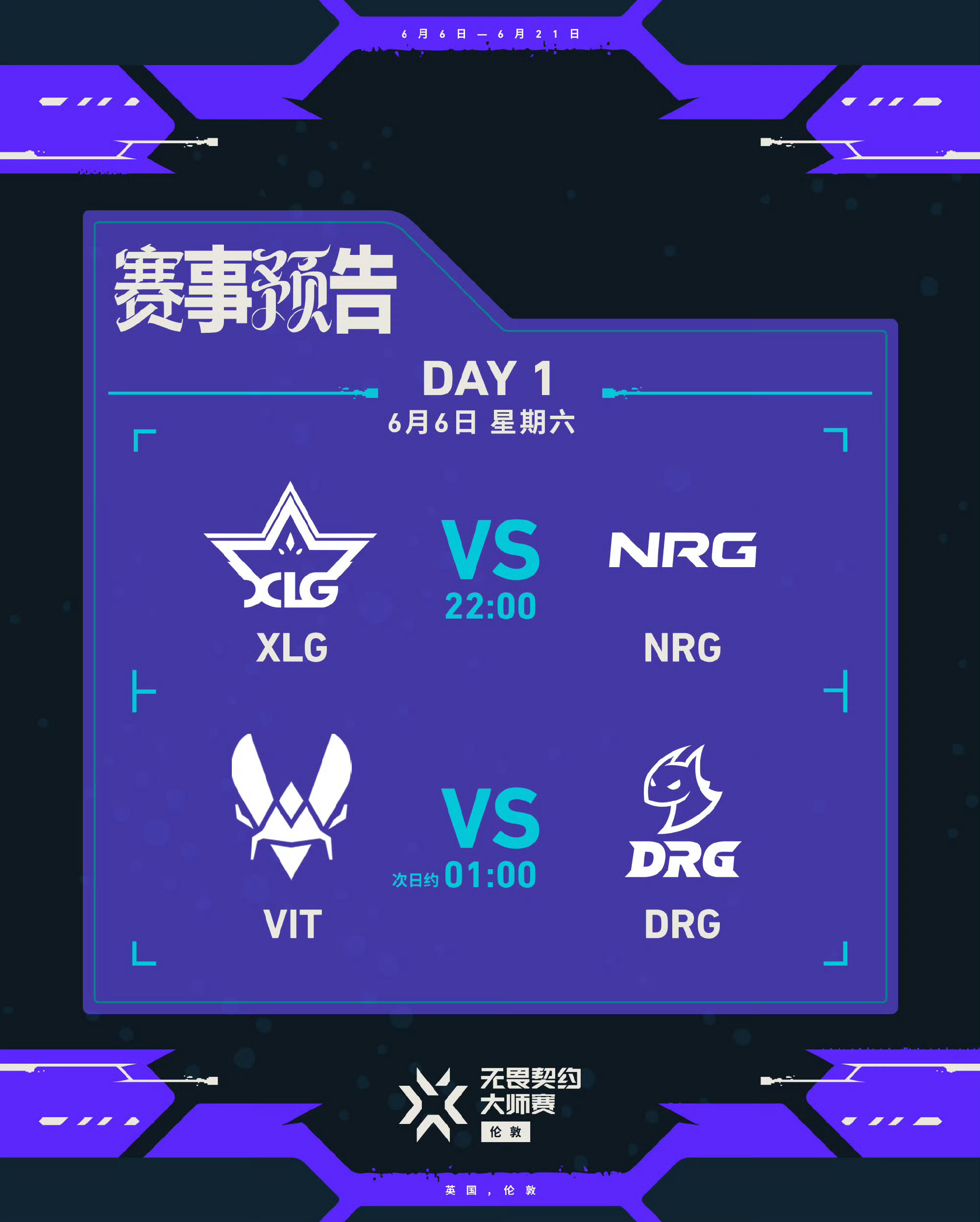 无畏契约伦敦大师赛 | XLG晋级之路XLG即将对阵美洲赛区的3号种子NRG，他