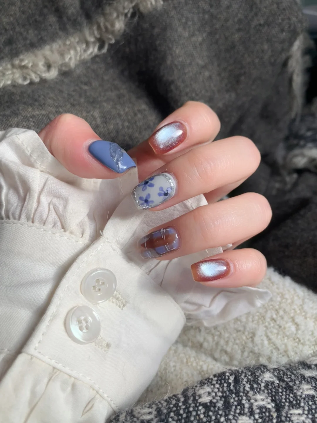 新美甲！蓝色猫眼太梦幻💧