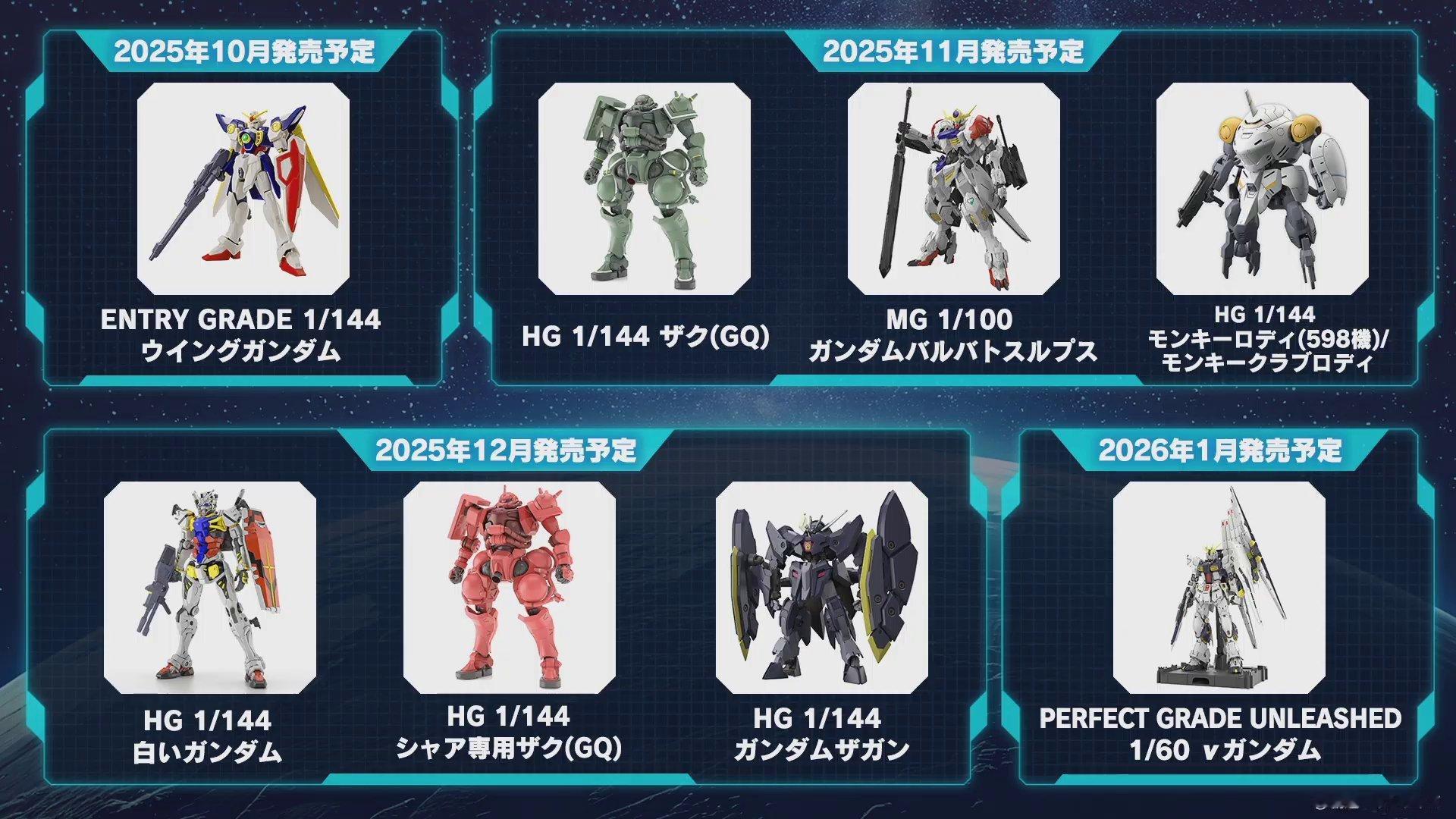 25年10月~26年1月钢普拉新品列表高达模型[超话]高达模型 ​​​