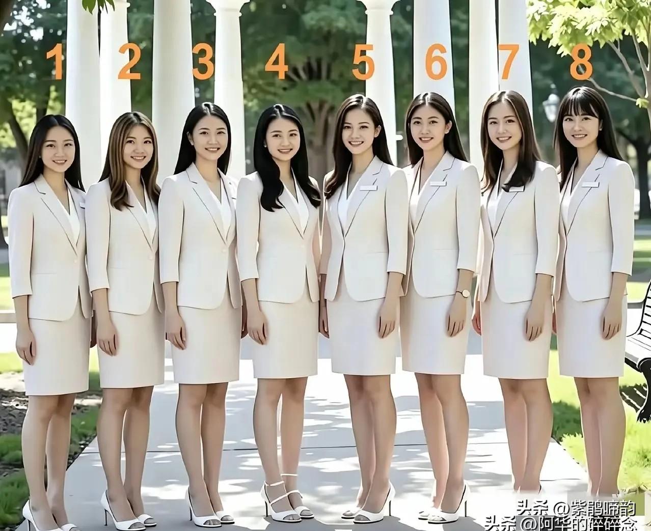 图中的8位美女，你觉得谁最漂亮？假如你有5000万，你愿意选其中的谁做你的老婆。