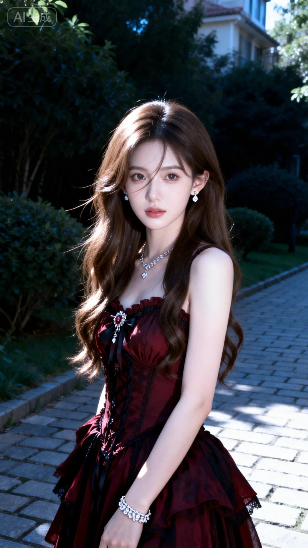 这是一幅超写实风格的写真画面，整体为冷色调，具有高曝光和高亮度的特点...