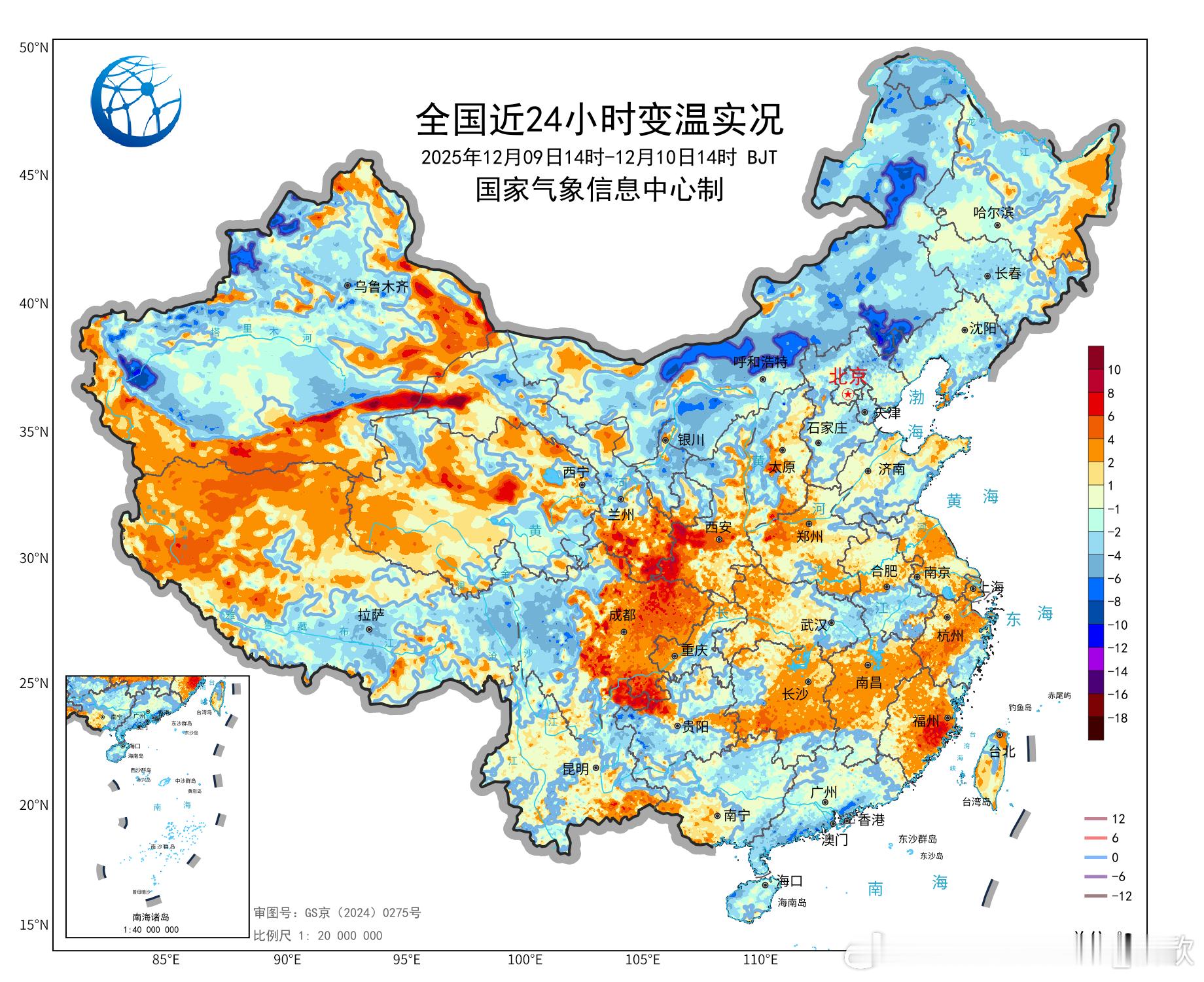 【降温】今天部分冷空气的先遣团从贝加尔湖一带南下，导致内蒙古多地率先出现降温。寒