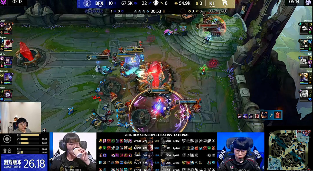 BFX首局无压力拿下KT，比赛耗时：首局仅用时约31分钟，BFX以30:57结束